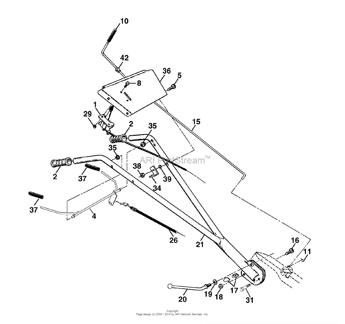 AYP/Electrolux QRT5A (2000) Parts Diagram for Handle Assembly