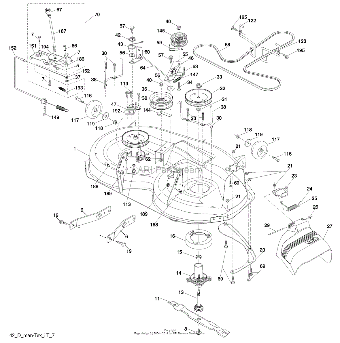 AYP/Electrolux C20H42YT, 96042002600 (2006-01) Parts Diagram for Mower Deck