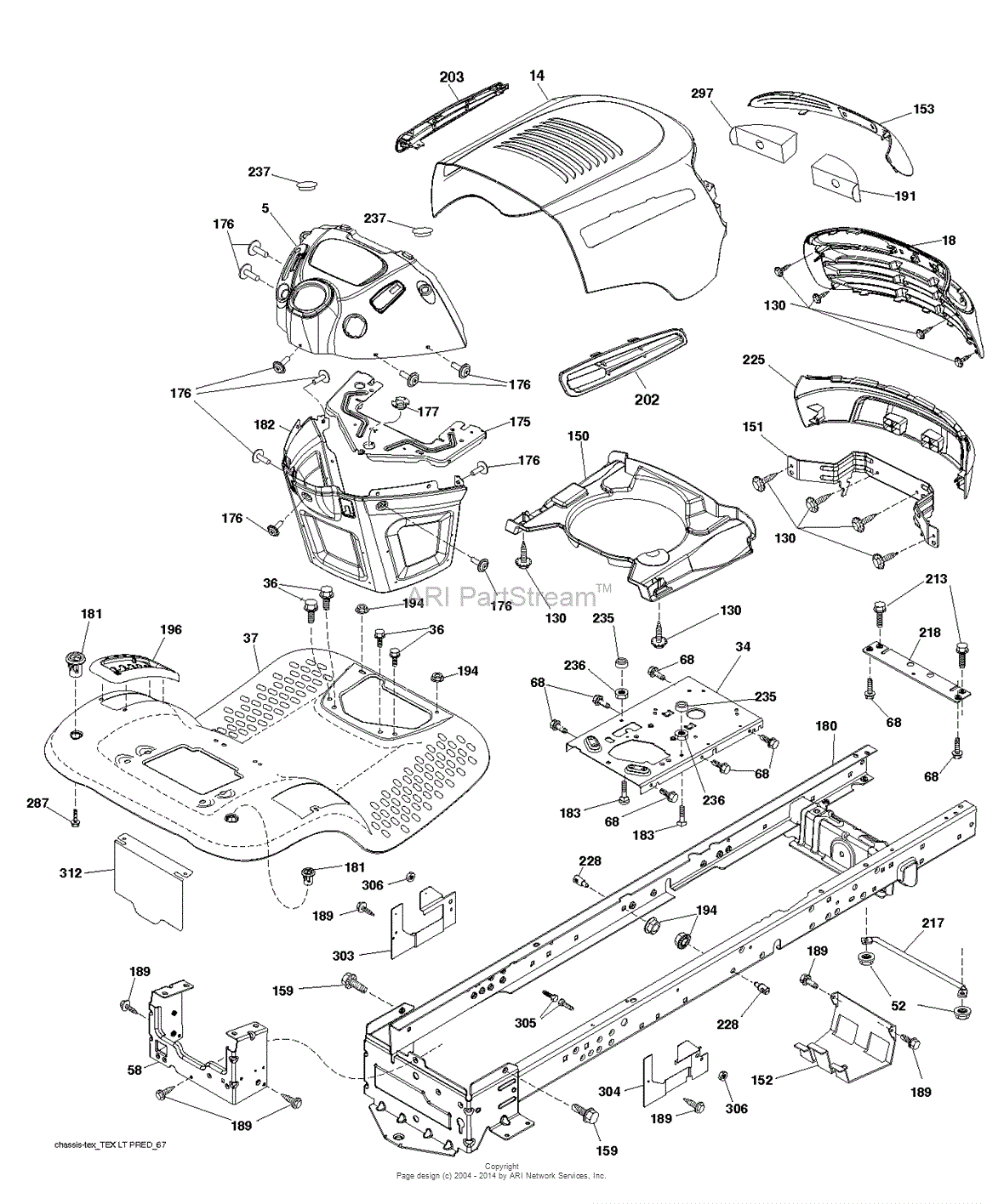 AYP/Electrolux LT2216 - 96041010206 (2012-08) Parts Diagram for CHASSIS ...