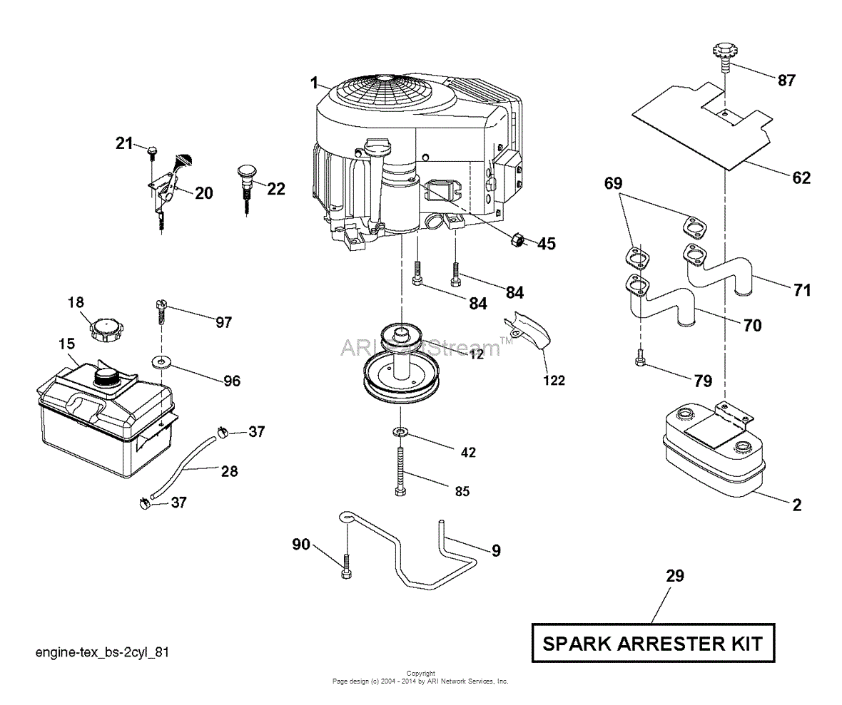 AYP/Electrolux LT2317CMA2 - 96051004300 (2012-01) Parts Diagram for ENGINE