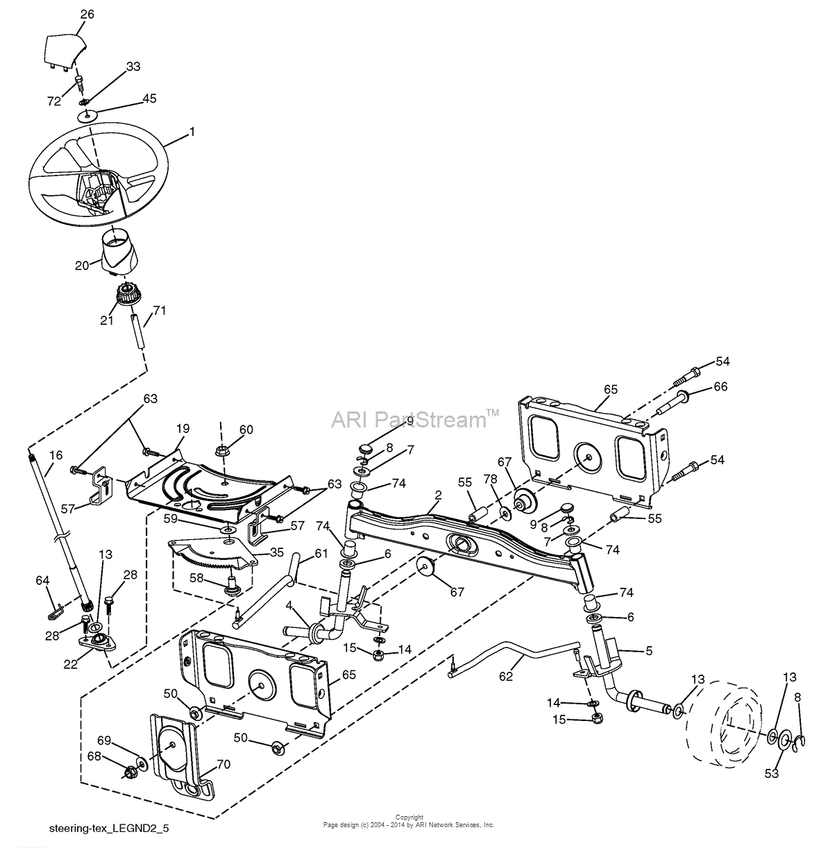 AYP/Electrolux PB19542LT, 96042003402 (2008-04) Parts Diagram for Steering