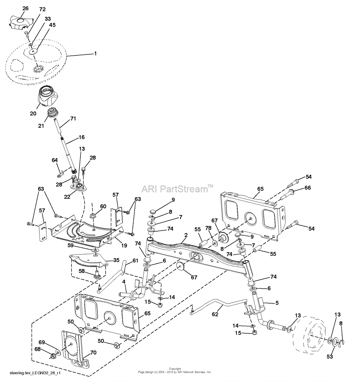 AYP/Electrolux PB195H42LT, 96042003604 (2009-09) Parts Diagram for Steering