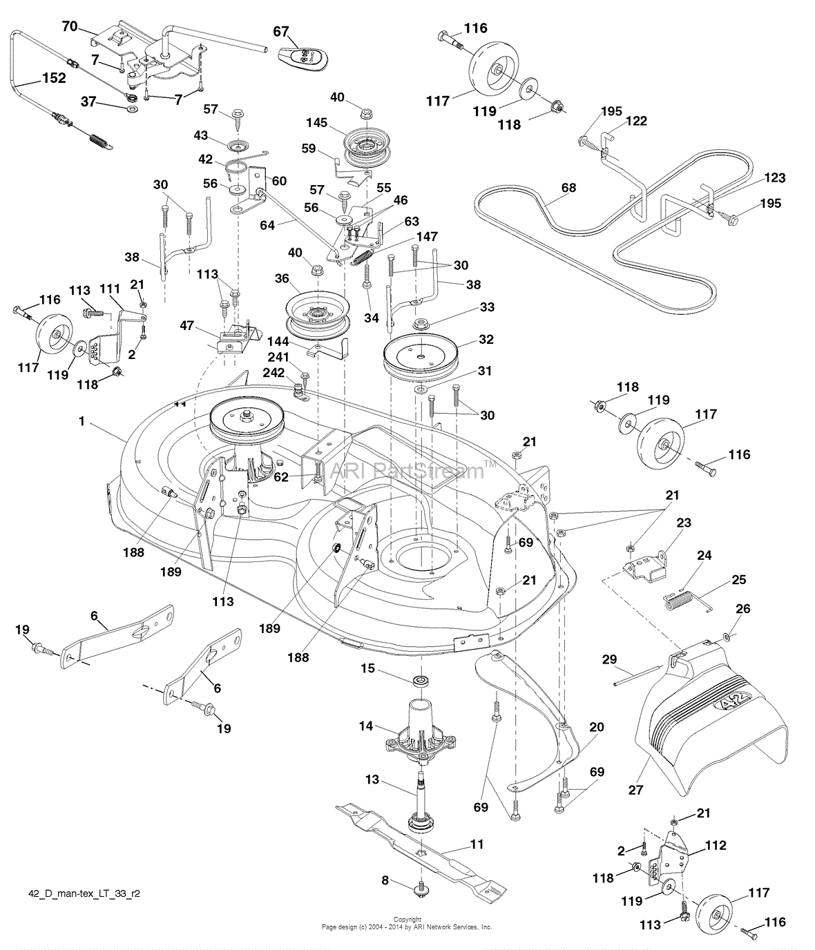 AYP/Electrolux PB2042YT, 96042011200 (2010-01) Parts Diagram for Mower Deck