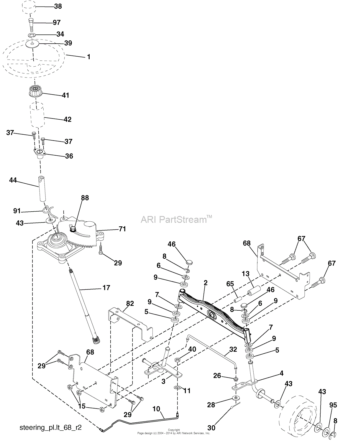 AYP/Electrolux PO16542LT (96012008700) (2008-10) Parts Diagram for Steering