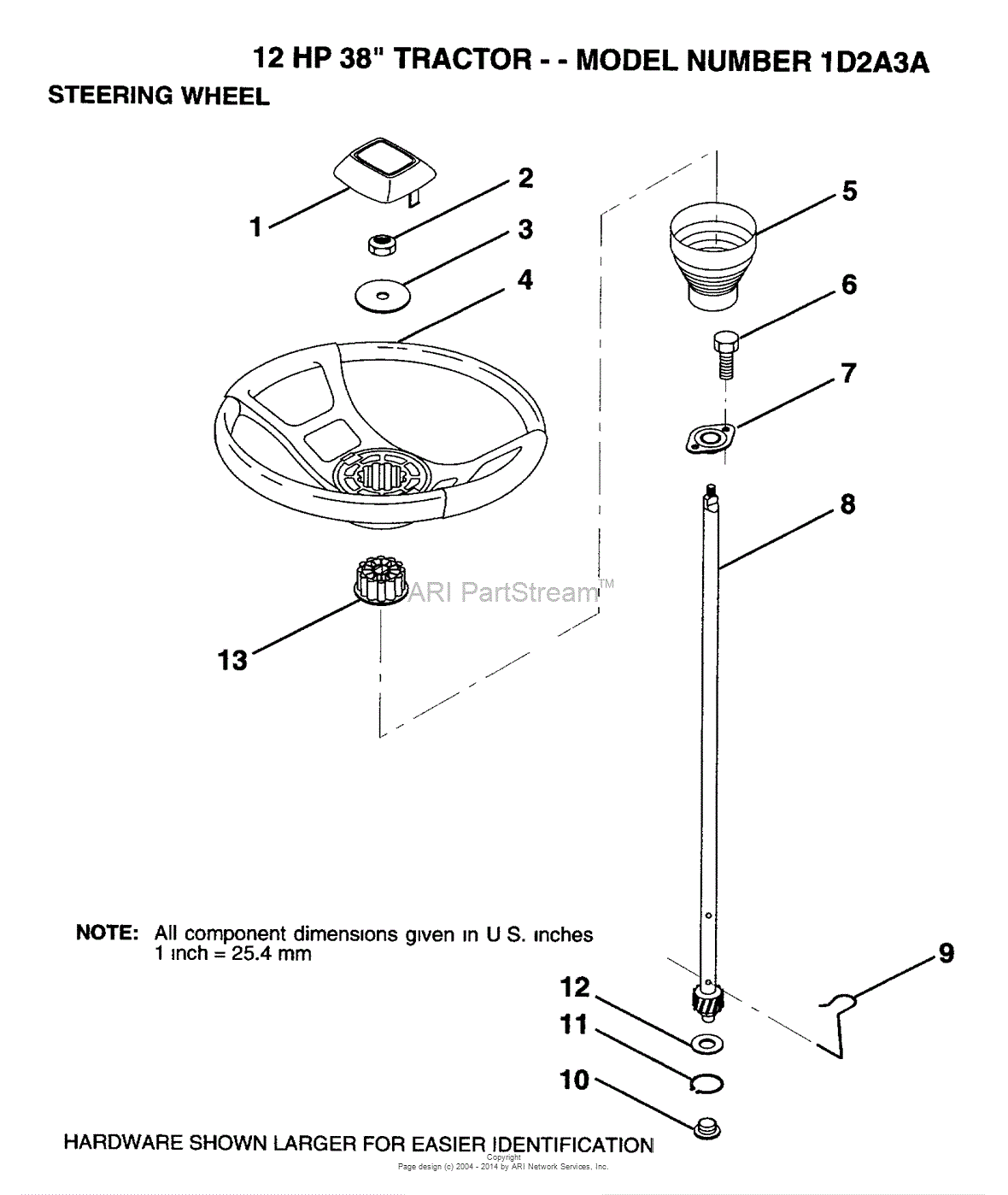 AYP/Electrolux 1D2A3A (1993) Parts Diagram for STEERING WHEEL