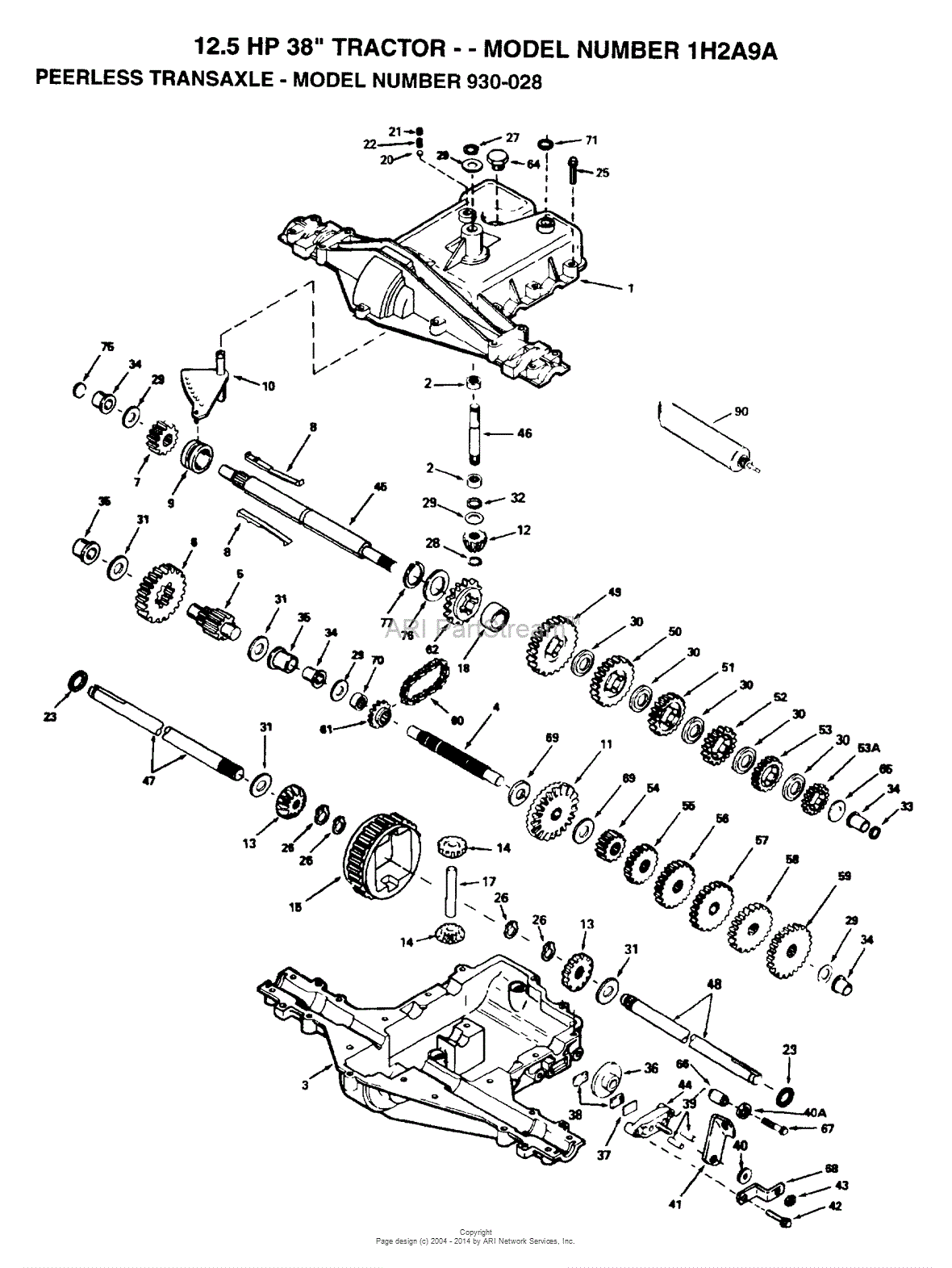 AYP/Electrolux 1H2A9A (1993) Parts Diagram for PEERLESS TRANSAXLE