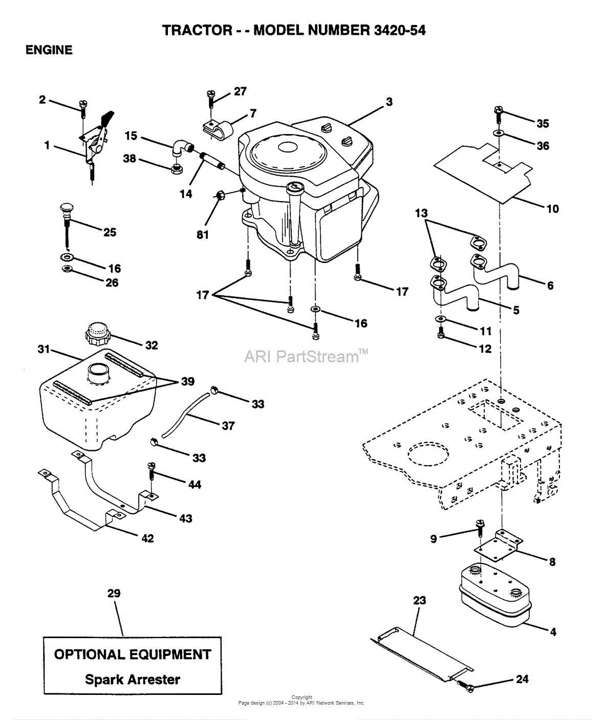 AYP/Electrolux 3420-54 (1995) Parts Diagram for ENGINE