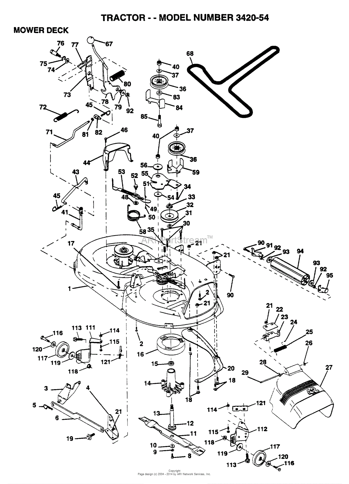 AYP/Electrolux 3420-54 (1995) Parts Diagram for MOWER DECK