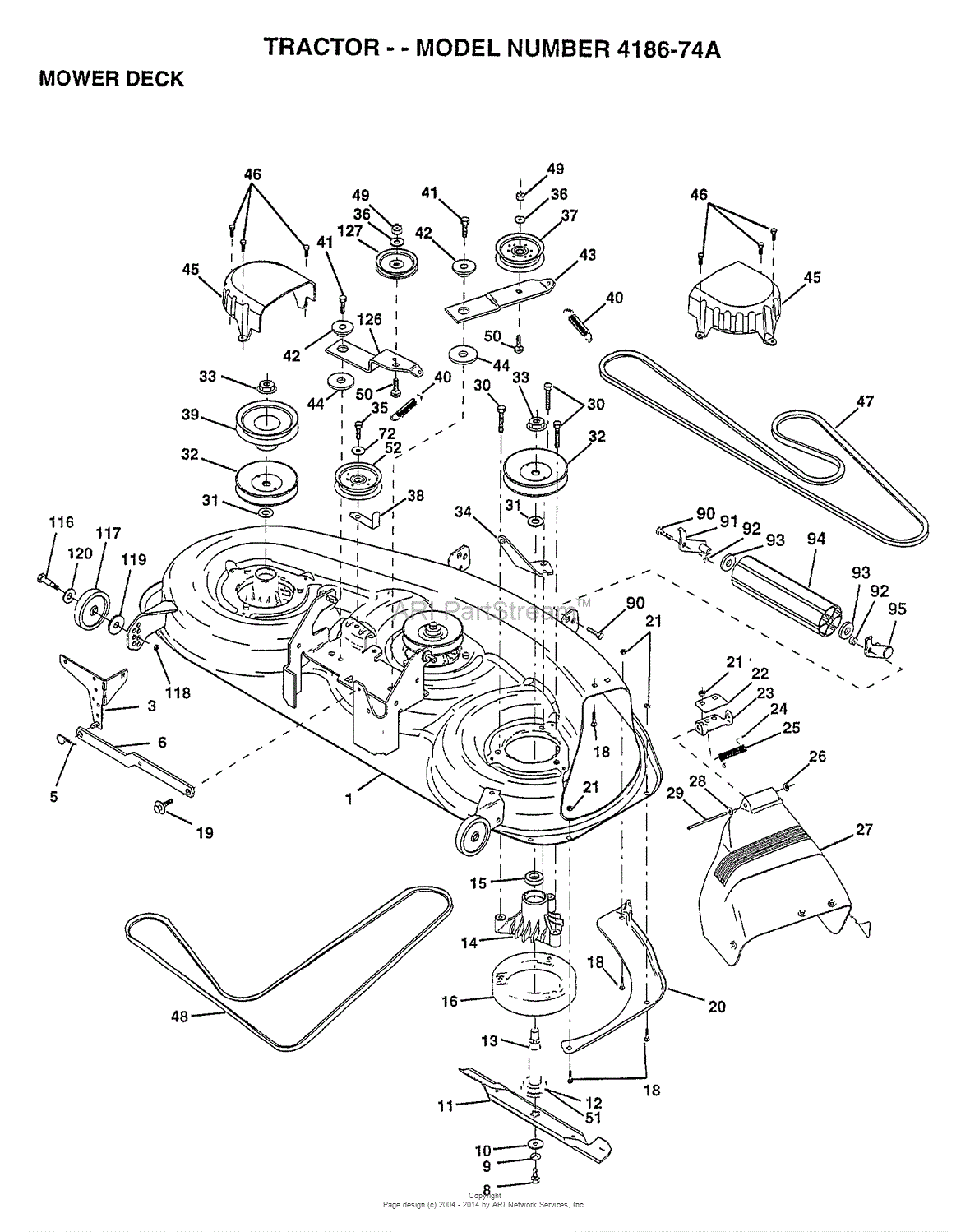 AYP/Electrolux 4186-74A (1997) Parts Diagram for MOWER DECK