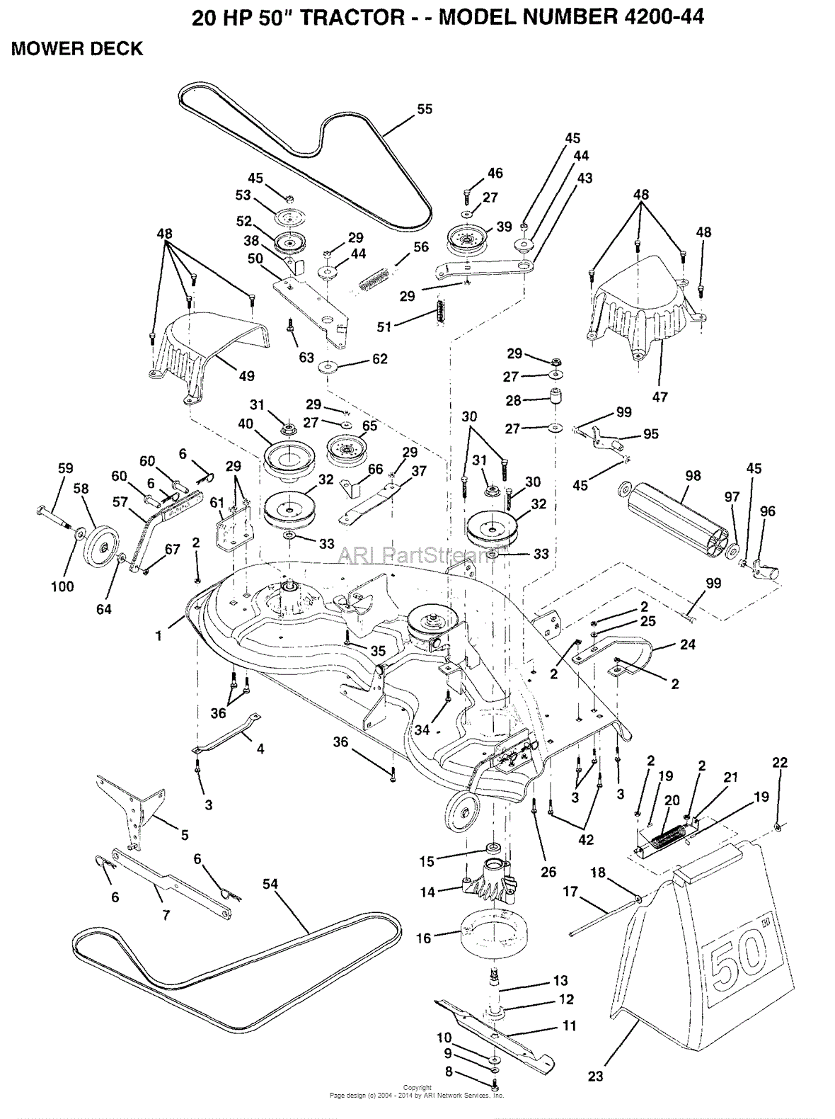 AYP/Electrolux 4200-44 (1994) Parts Diagram for MOWER DECK