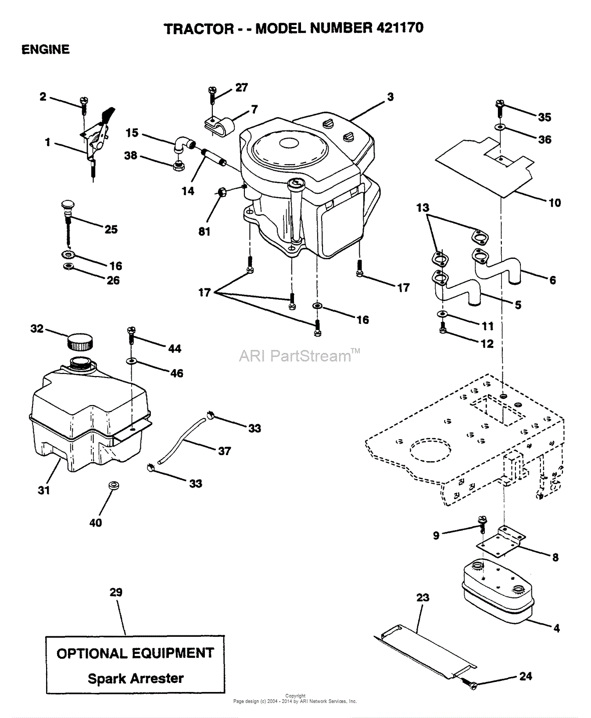 AYP/Electrolux 421170 (1995) Parts Diagram for ENGINE