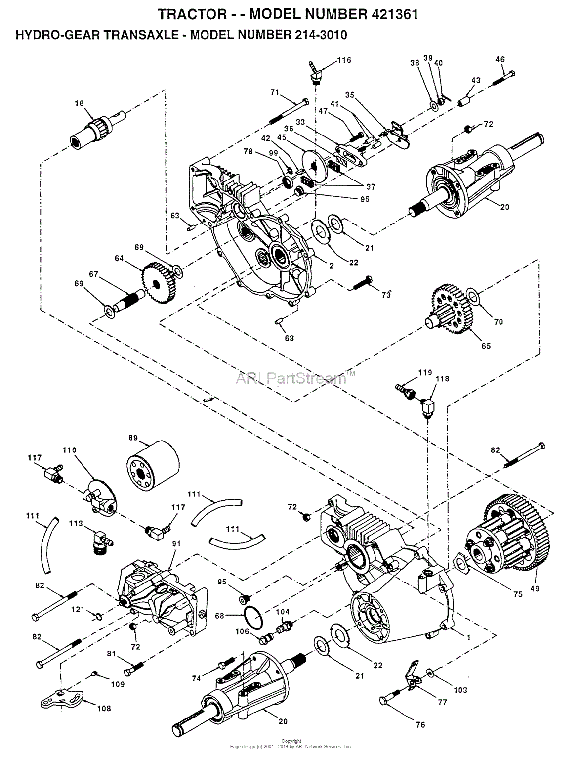 Ayp Electrolux 421361 (1996) Parts Diagram For Hydro-gear Transaxle