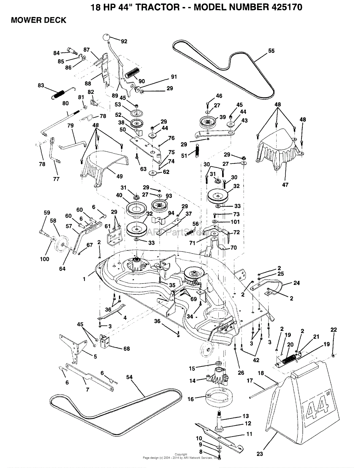 AYP/Electrolux 425170 (1994) Parts Diagram for MOWER DECK