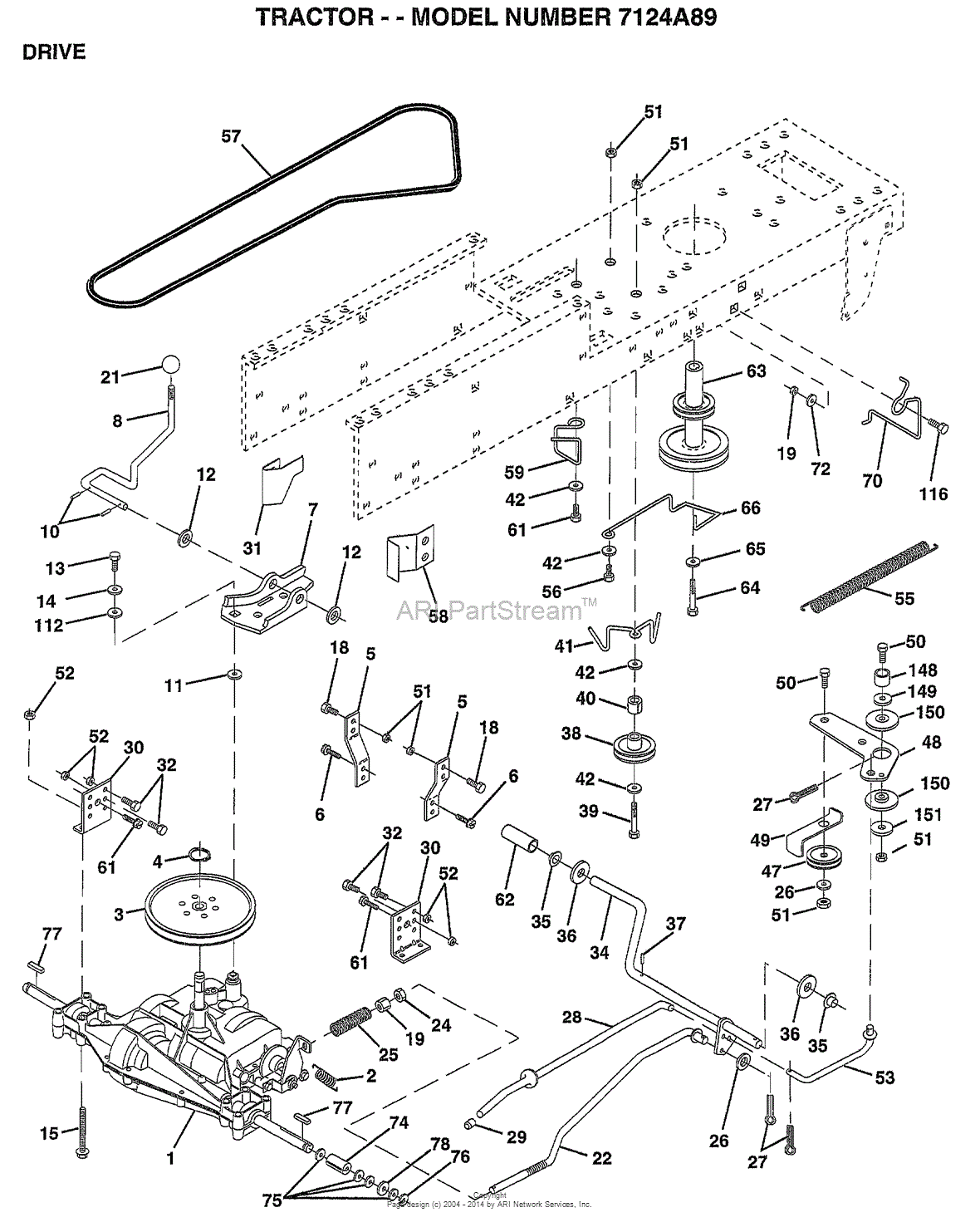 AYP/Electrolux 7124A89 (1998) Parts Diagram for DRIVE