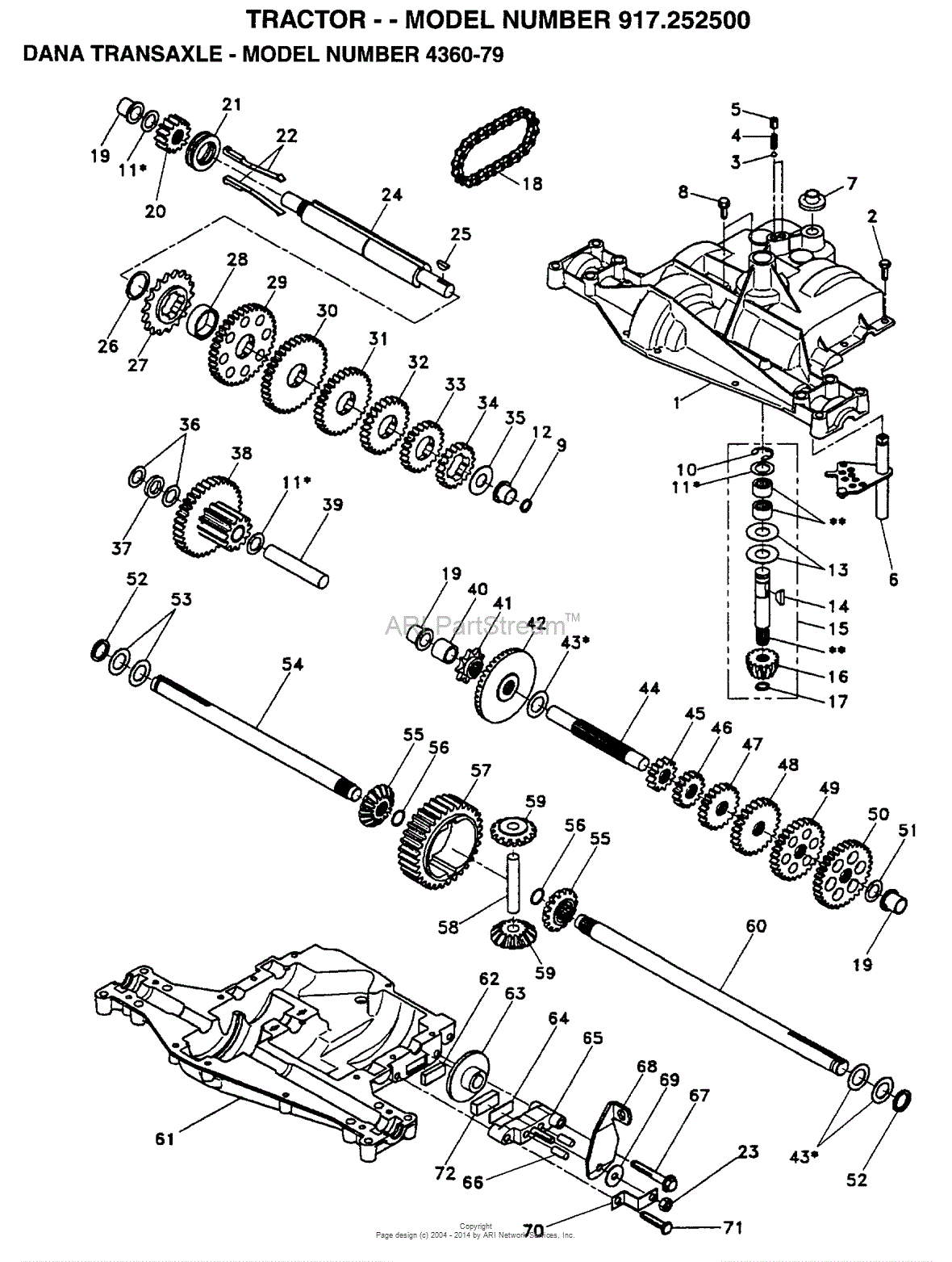 AYP/Electrolux 917.252500 (1999 & Before) Parts Diagram for DANA TRANSAXLE