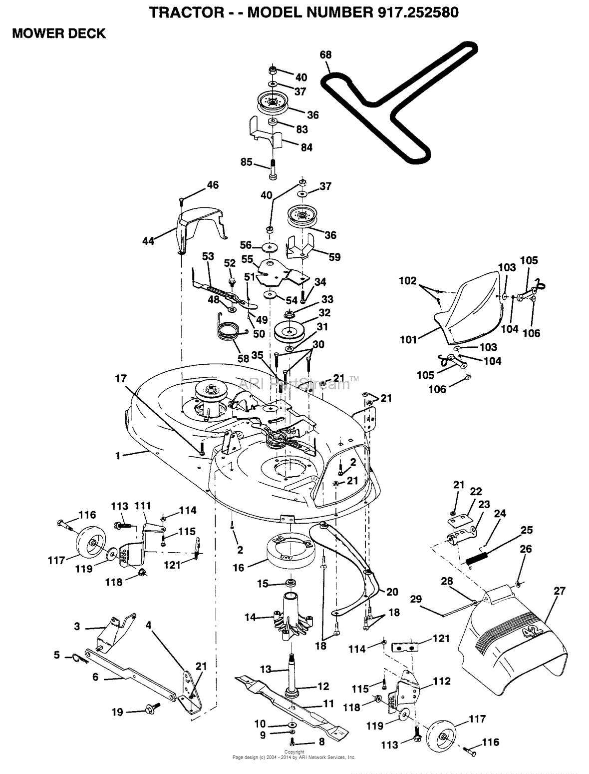 AYP/Electrolux 917.252580 (1999 & Before) Parts Diagram for MOWER DECK