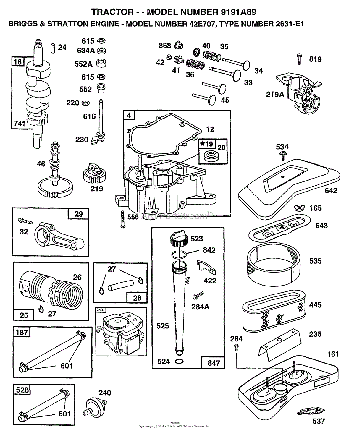 AYP/Electrolux 9191A89 (1998) Parts Diagram for ENGINE BRIGGS AND STRATTON