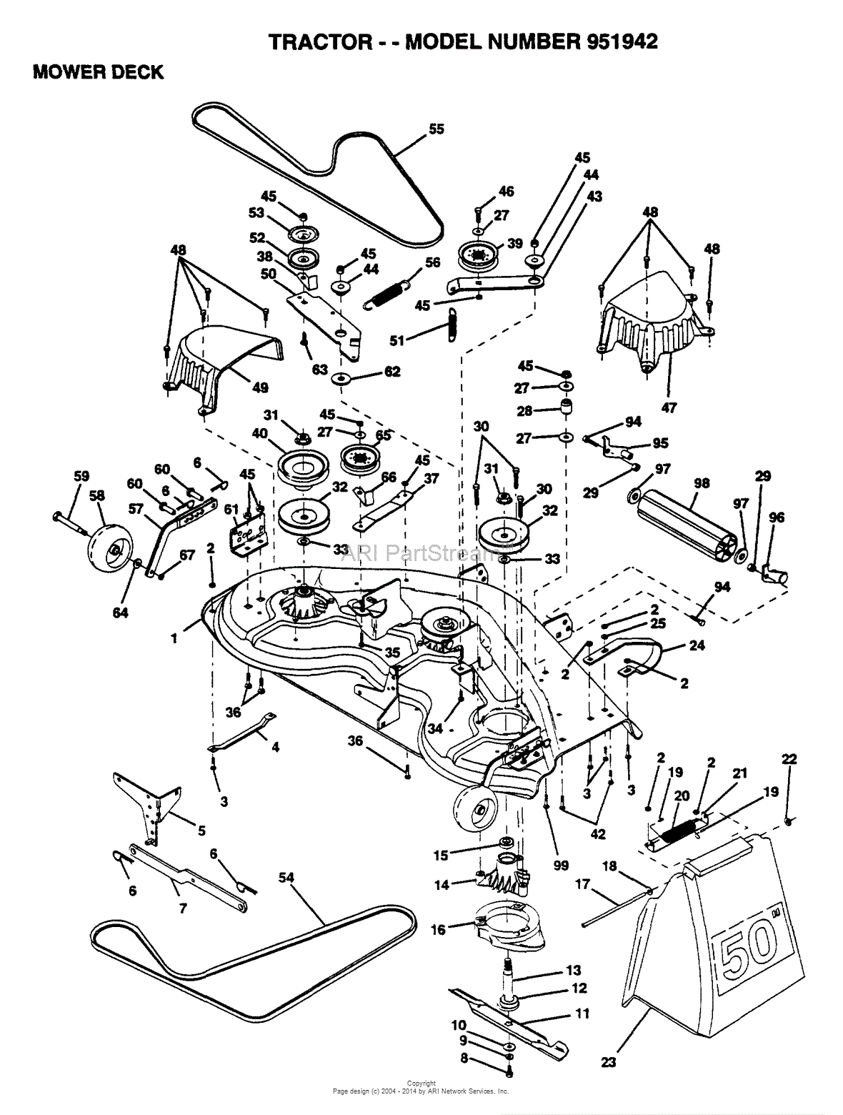 AYP/Electrolux 951942 (1995) Parts Diagram for MOWER DECK