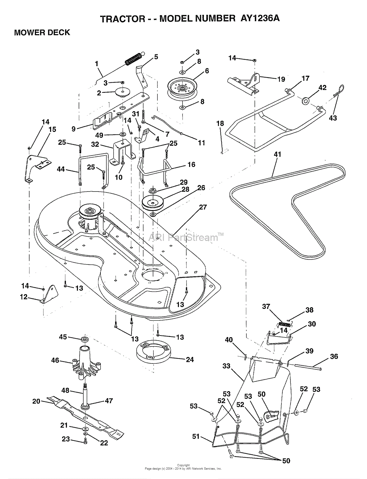 AYP/Electrolux AY1236A (1999 & Before) Parts Diagram for MOWER DECK