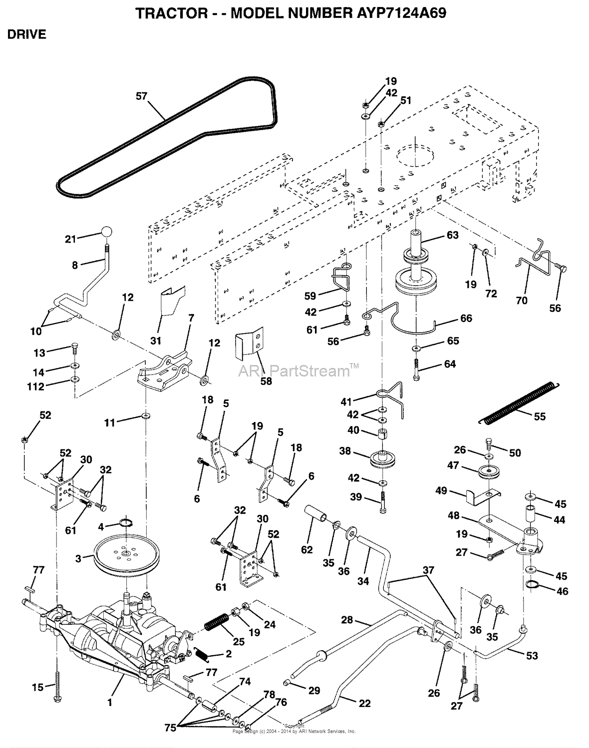 AYP/Electrolux AYP7124A69 (1996) Parts Diagram for DRIVE