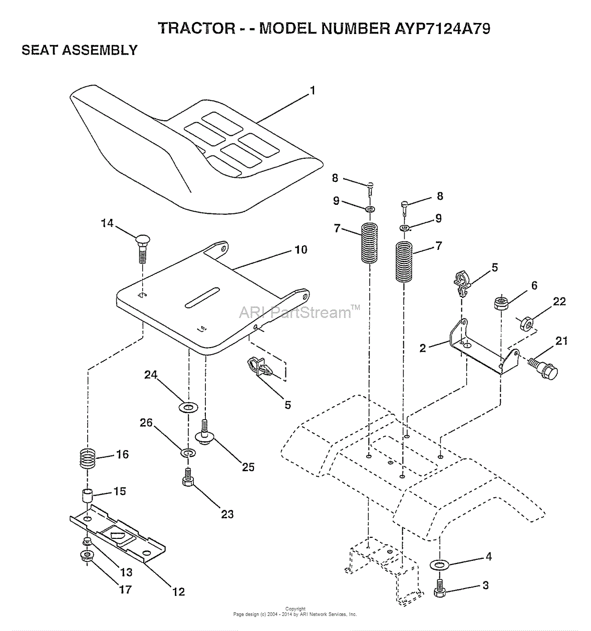 AYP/Electrolux AYP7124A79 (1997) Parts Diagram for SEAT