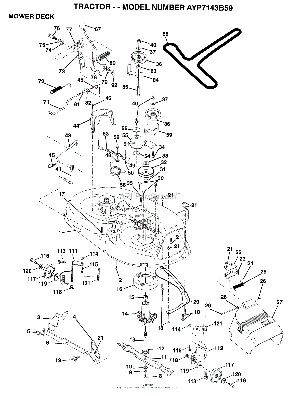 AYP/Electrolux AYP7143B59 (1995) Parts Diagram for MOWER DECK