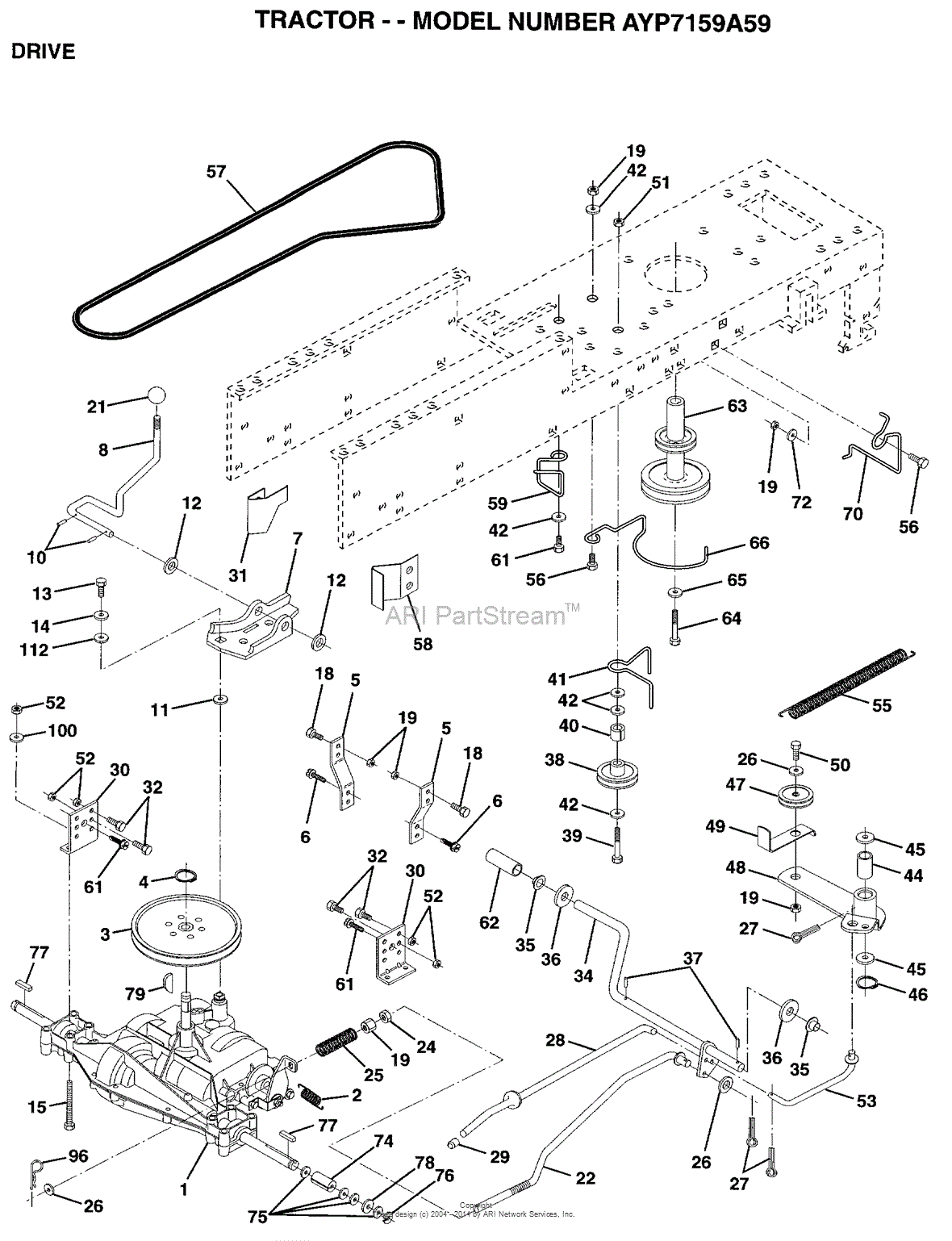 AYP/Electrolux AYP7159A59 (1995) Parts Diagram for DRIVE