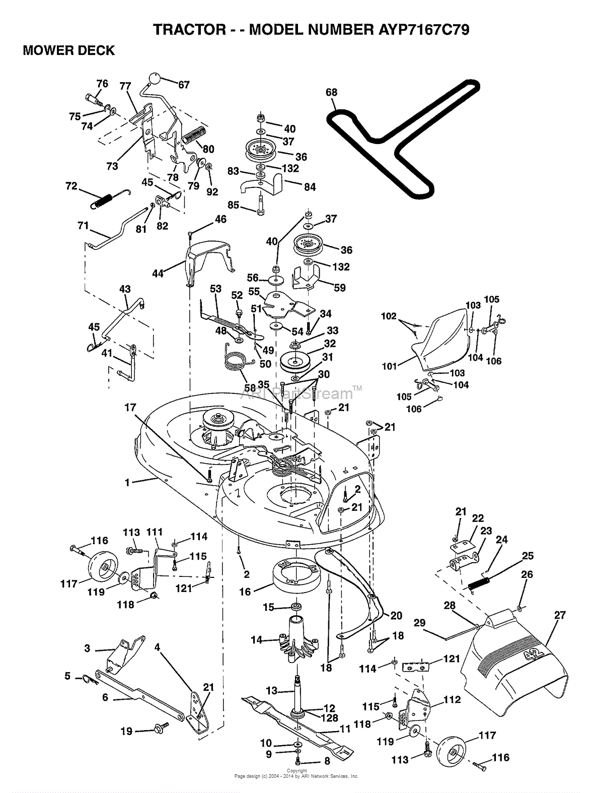 AYP/Electrolux AYP7167C79 (1997) Parts Diagram for MOWER DECK