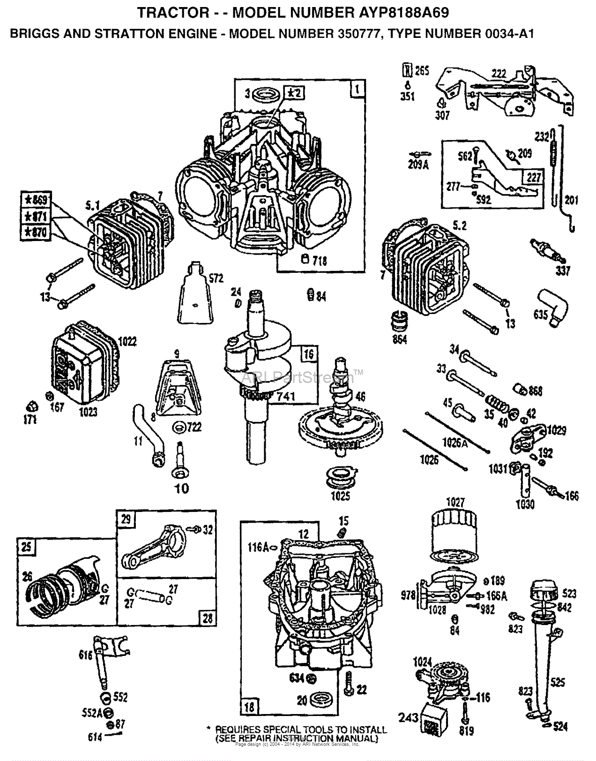 AYP/Electrolux AYP8188A69 (1996) Parts Diagram for ENGINE/B&S