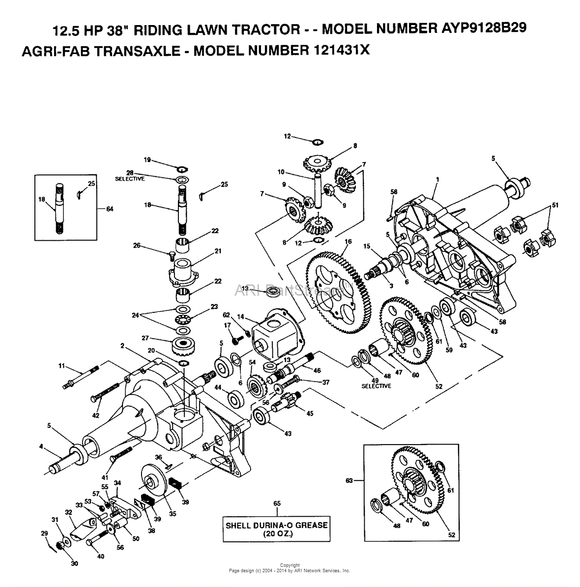 AYP/Electrolux AYP9128B29 (1992) Parts Diagram for TRANSAXLE