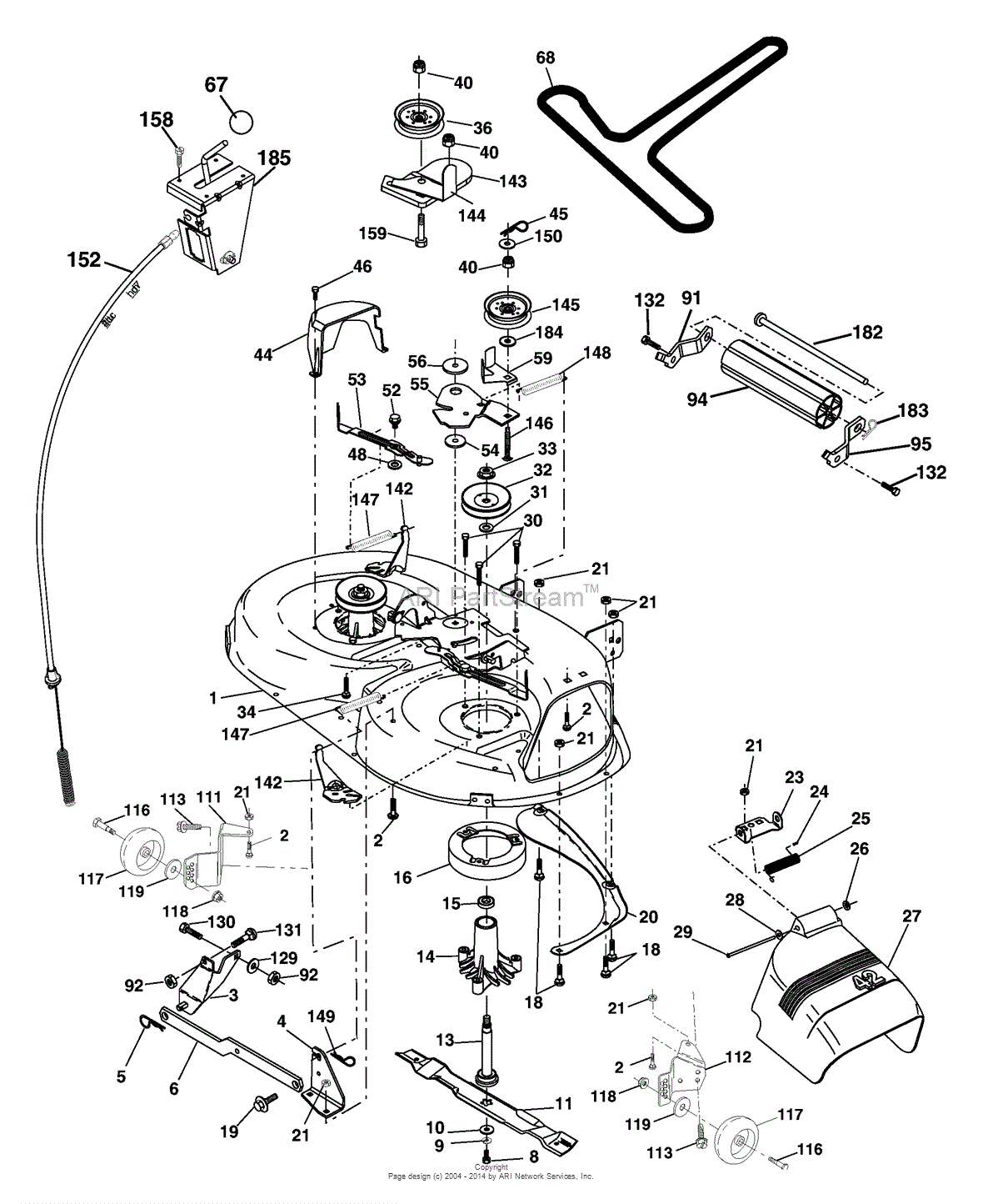 AYP/Electrolux BB18542LT/96012002701 (2005) Parts Diagram for Mower Deck