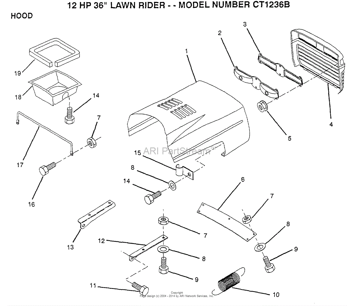 AYP/Electrolux CT1236B (1991) Parts Diagram for HOOD