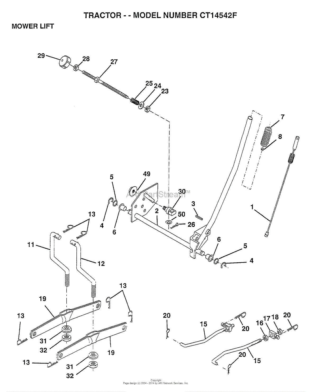 AYP/Electrolux CT14542F (1998) Parts Diagram for MOWER LIFT