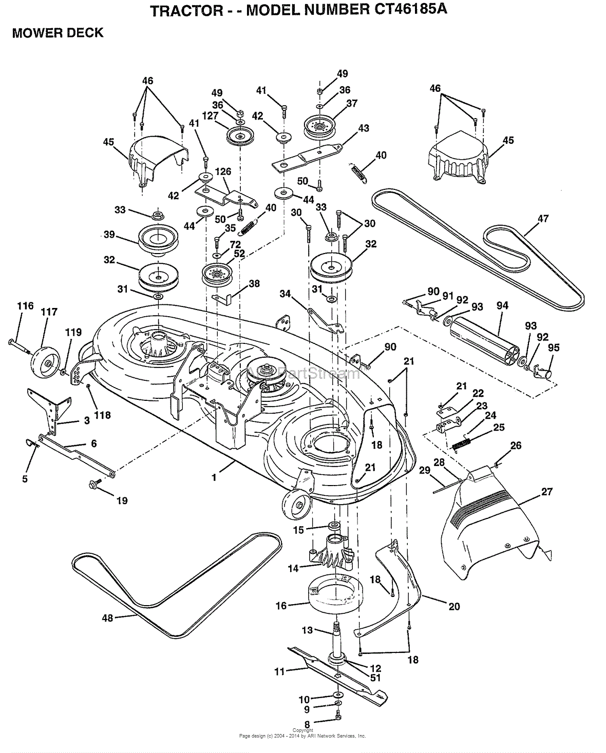 AYP/Electrolux CT46185A (1998) Parts Diagram for MOWER DECK