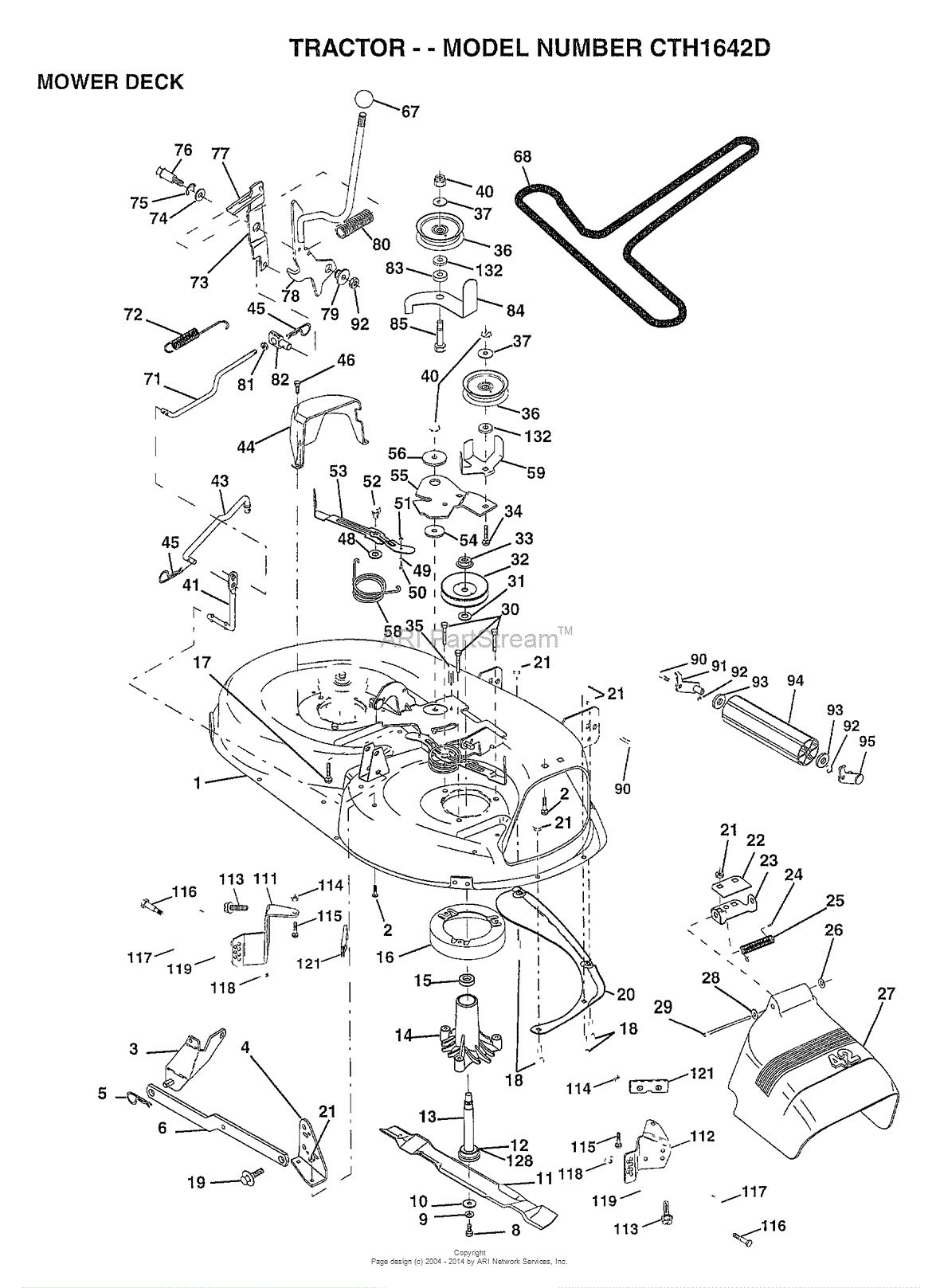 AYP/Electrolux CTH1642D (1997) Parts Diagram for MOWER DECK