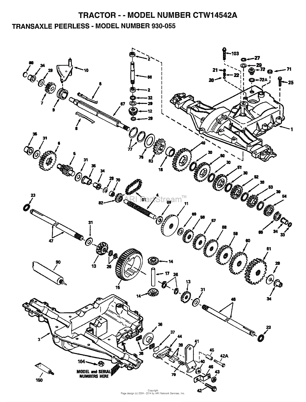 AYP/Electrolux CTW14542A (1996) Parts Diagram for TRANSAXLE PEERLESS