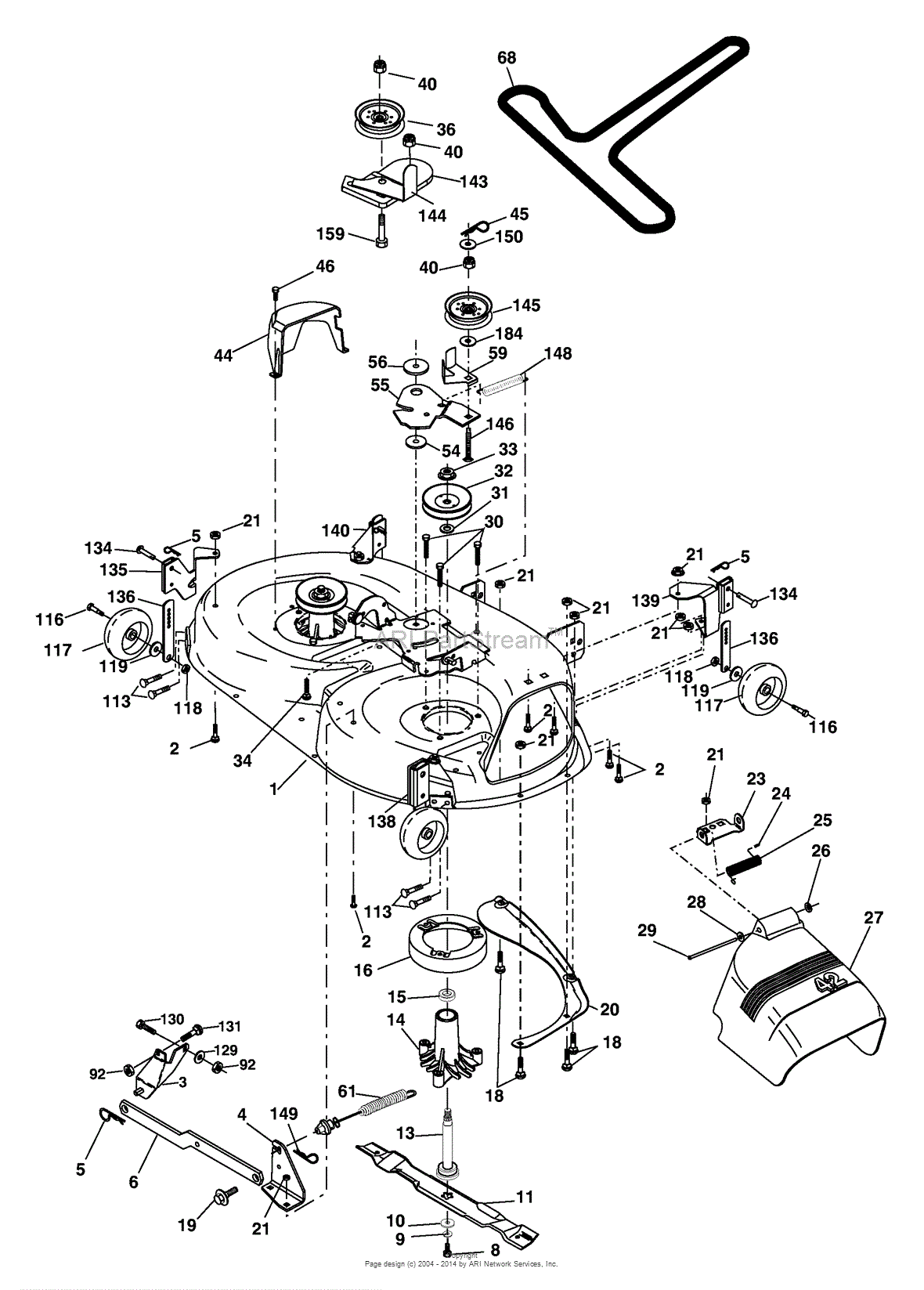 AYP/Electrolux DB24H42YT/96012003100 (2005) Parts Diagram for Mower Deck