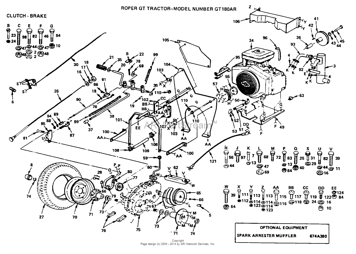 AYP/Electrolux GT180AR (1999 & Before) Parts Diagram for CLUTCH-BRAKE ...