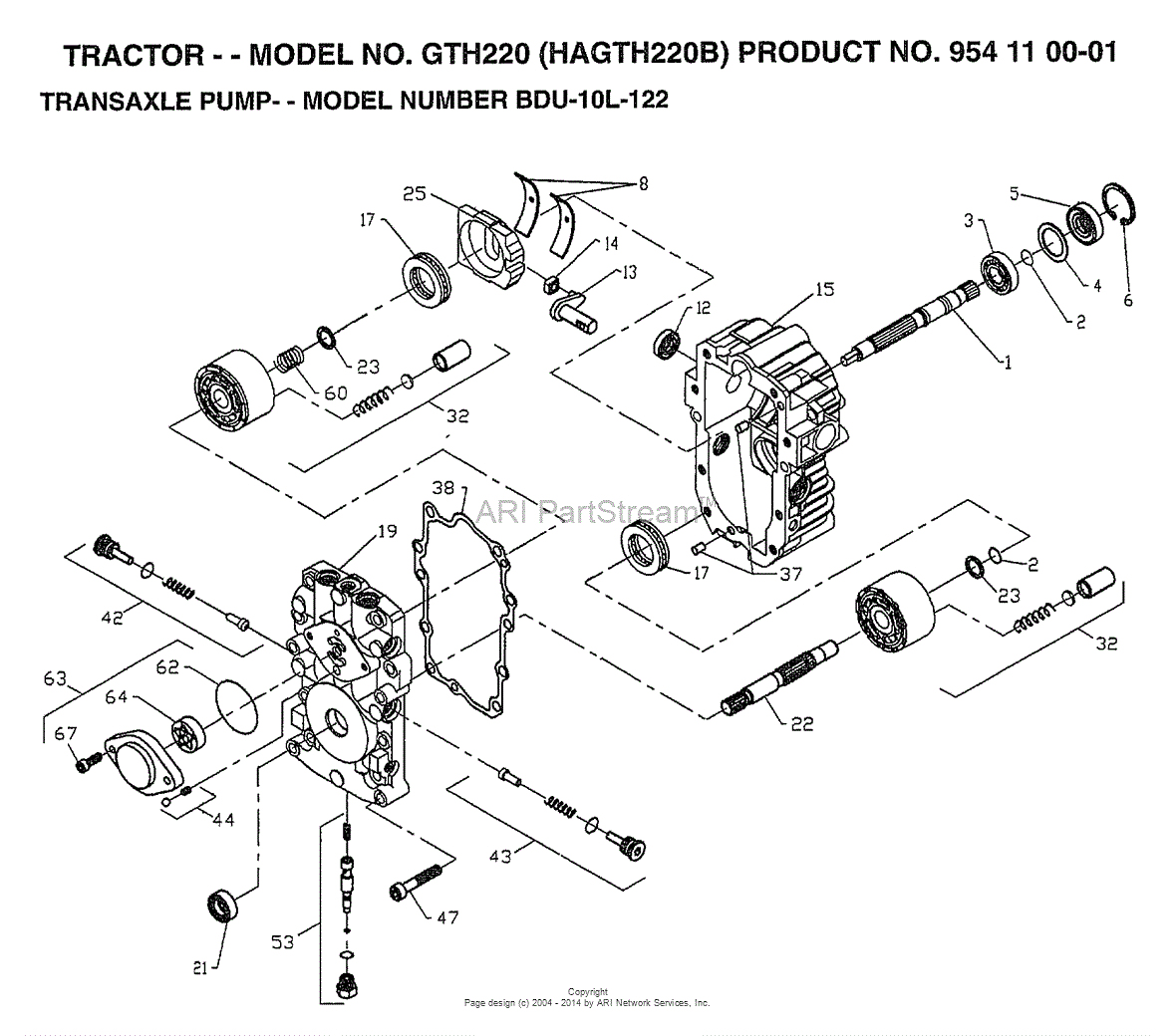 AYP/Electrolux GTH220 (1999 & Before) Parts Diagram for TRANSAXLE PUMP