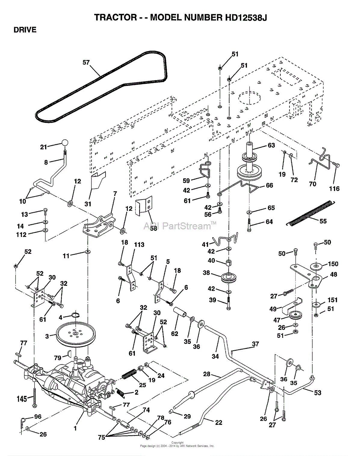 AYP/Electrolux HD12538J (1999) Parts Diagram for DRIVE