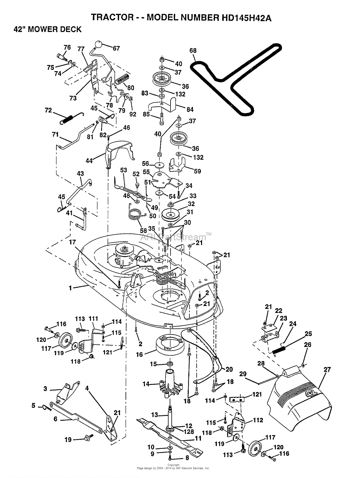 AYP/Electrolux HD145H42A (1997) Parts Diagram for 42