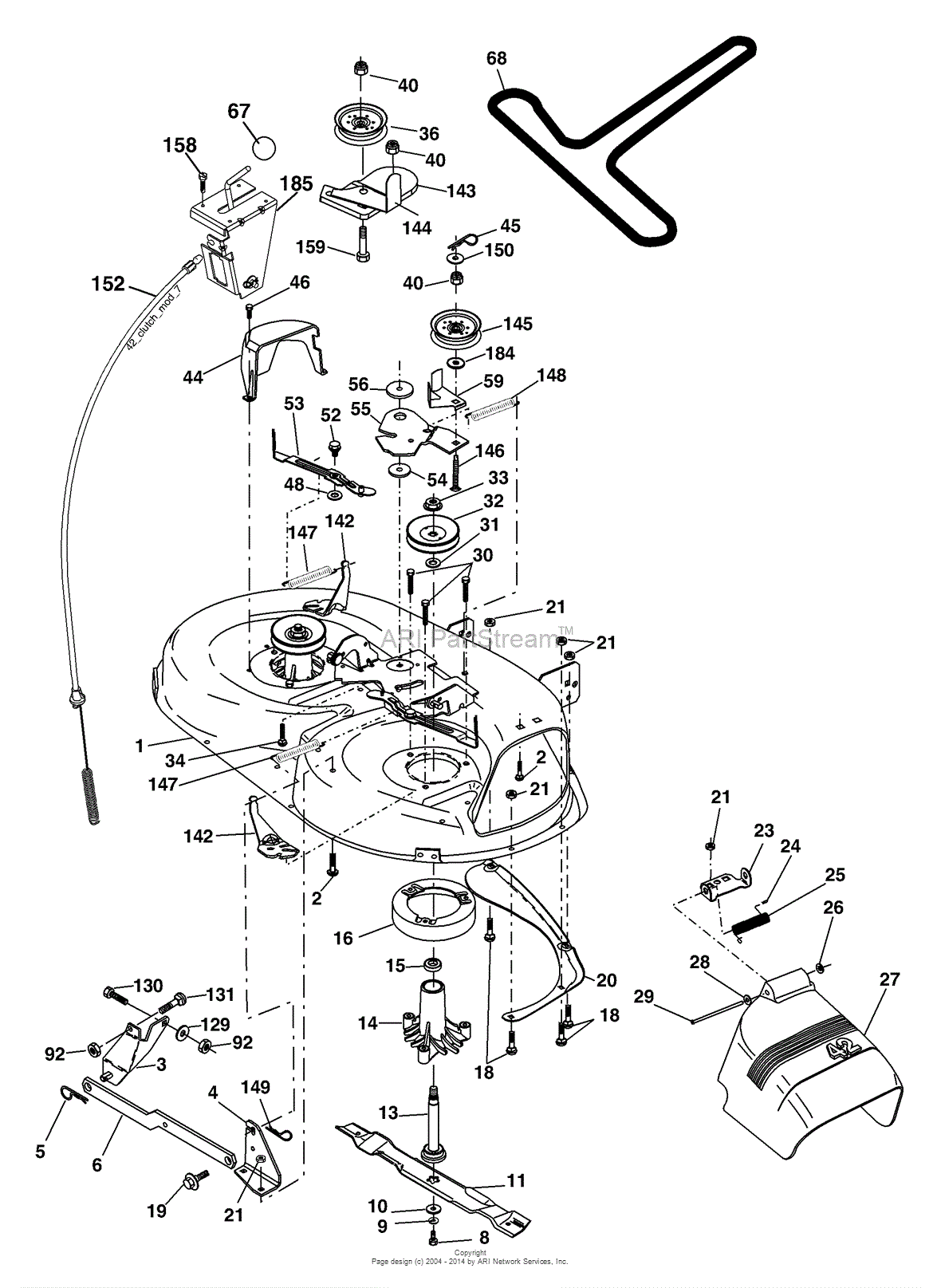 AYP/Electrolux HD21H42/96016000300 (2005) Parts Diagram for Mower Deck