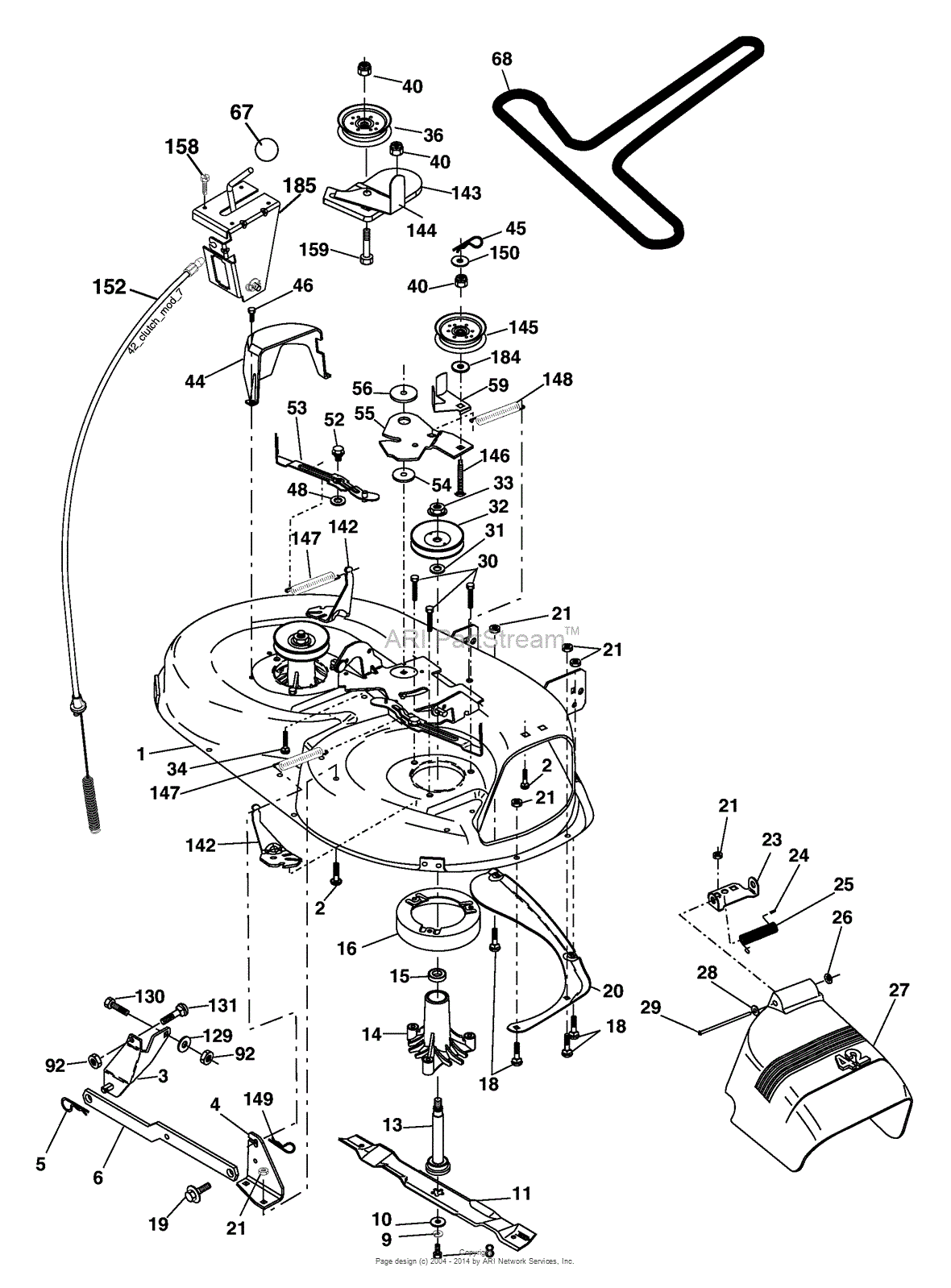 AYP/Electrolux HD21H42/96016000301 (2005) Parts Diagram for Mower Deck