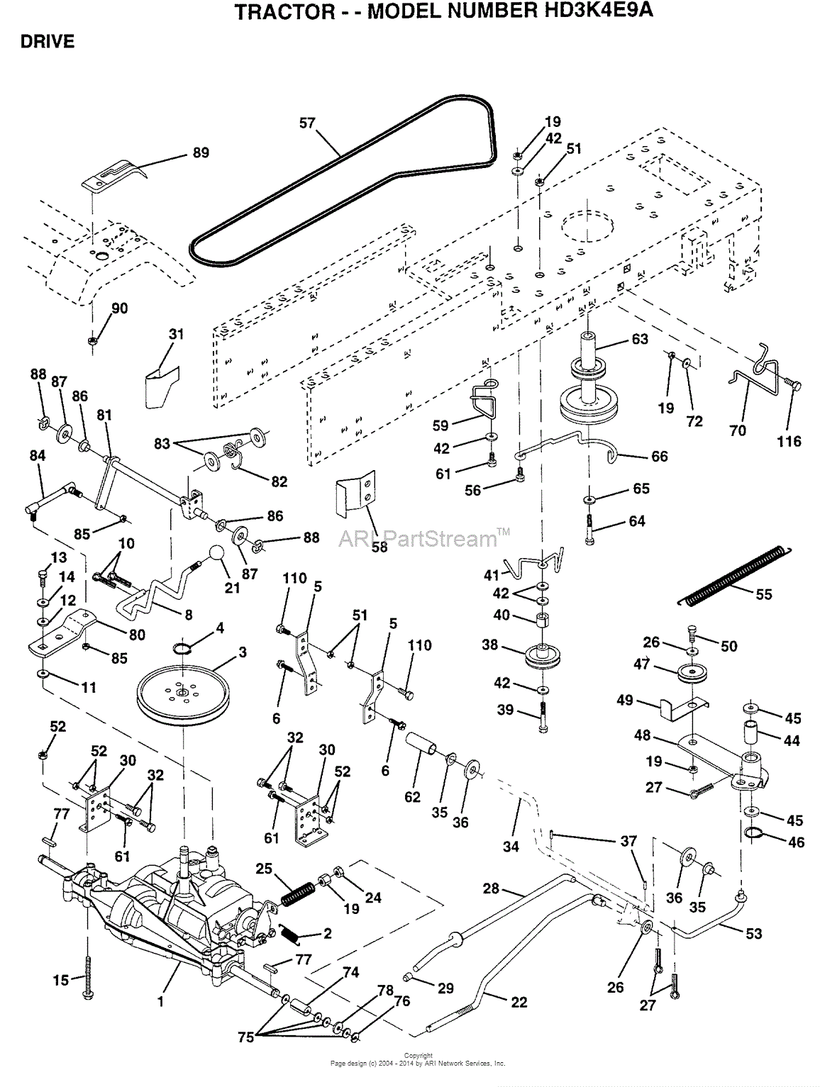 AYP/Electrolux HD3K4E9A (1996) Parts Diagram for DRIVE