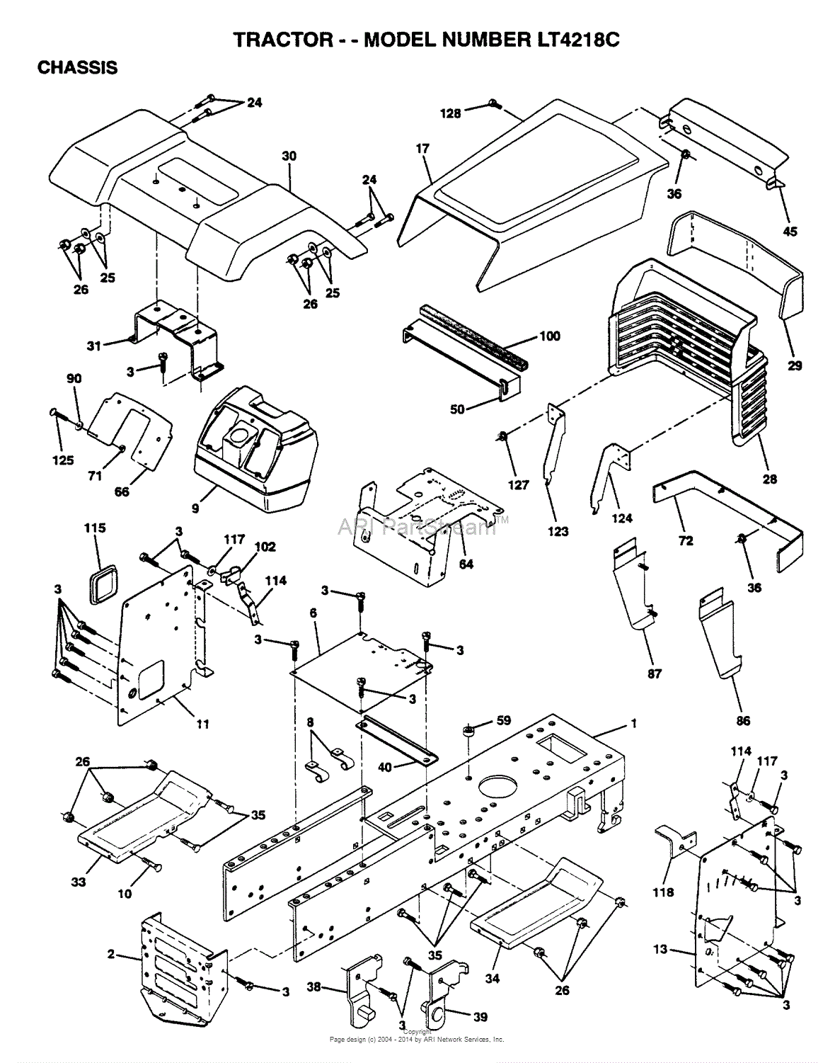 AYP/Electrolux LT4218C (1995) Parts Diagram for CHASSIS