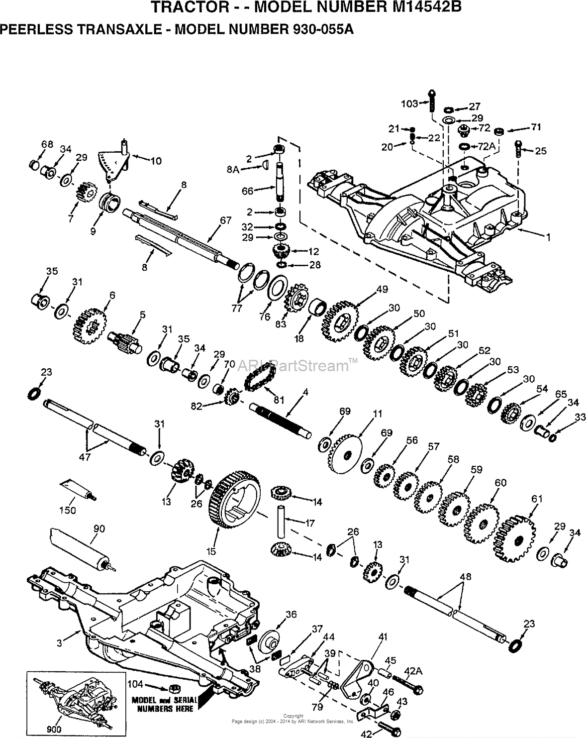 AYP/Electrolux M14542B (1997) Parts Diagram for PEERLESS TRANSAXLE