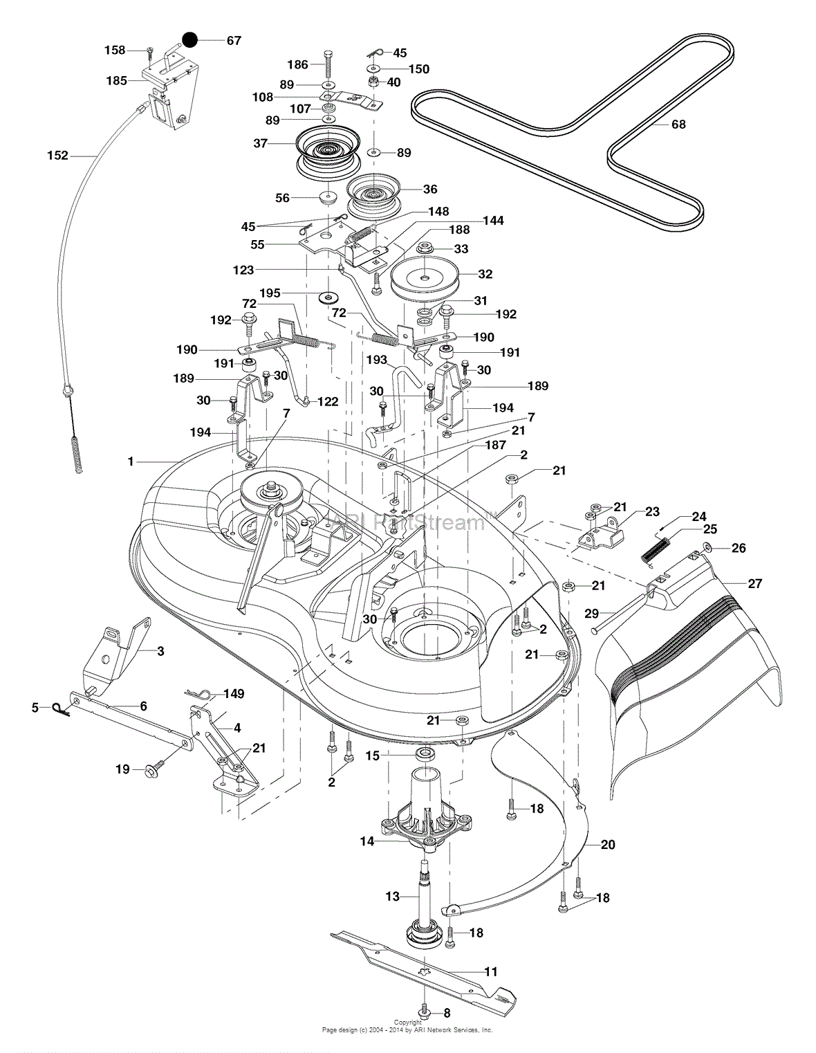 AYP/Electrolux PB1638LT/96012004401 (2006) Parts Diagram for Mower Deck