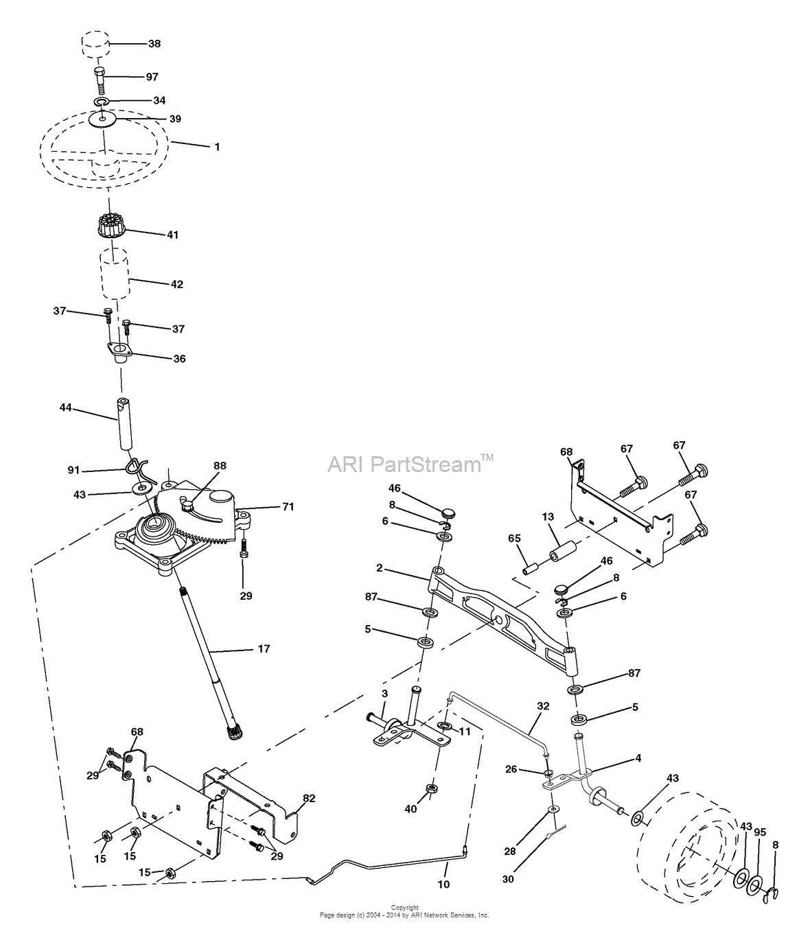 AYP/Electrolux PB19H42LT/96012004700 (2006) Parts Diagram for Steering ...