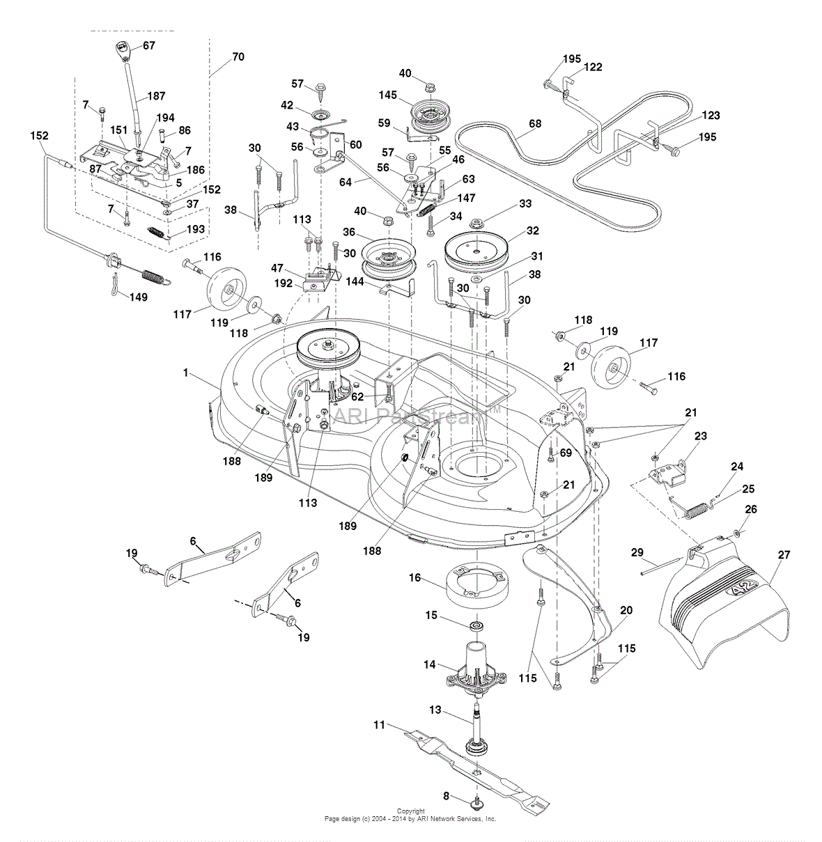 AYP/Electrolux PB19H42YT/96042002000 (2006) Parts Diagram for Mower Deck