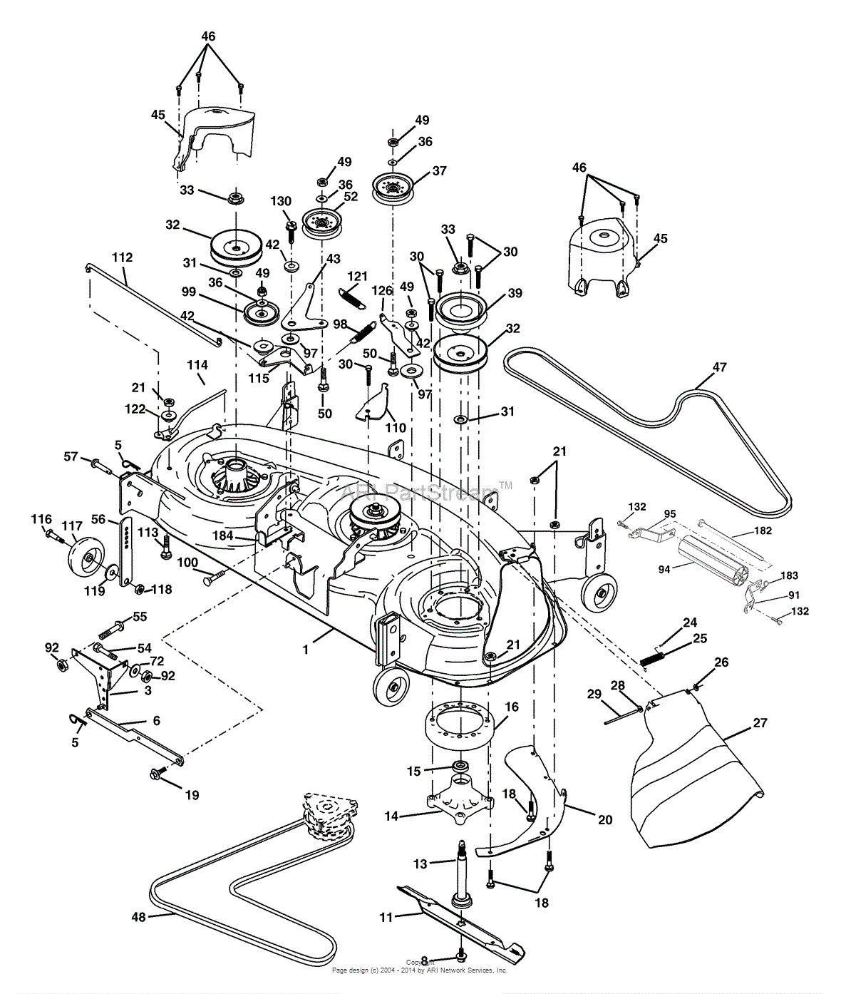 AYP/Electrolux PD25PH48STA (2003) Parts Diagram for Mower Deck
